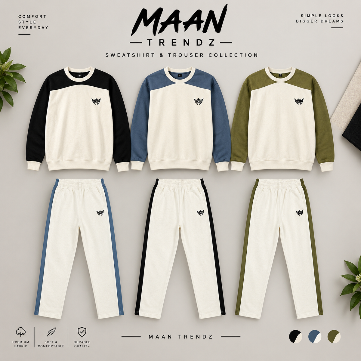 Swaetshirts & Crest Trouser-- with side stripes