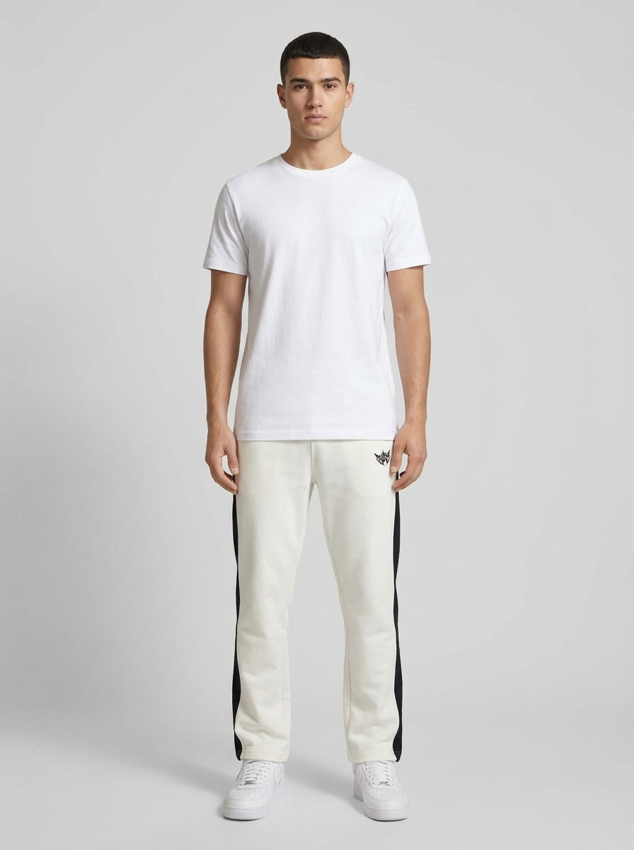 Crest Trouser — White with Black Side Stripe