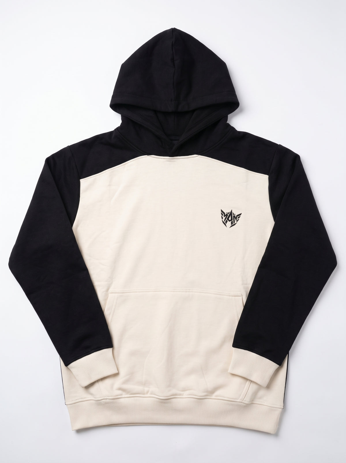 Oversized Color-Block Hoodie — Black & White
