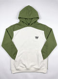 Oversized Color-Block Hoodie — Olive & White