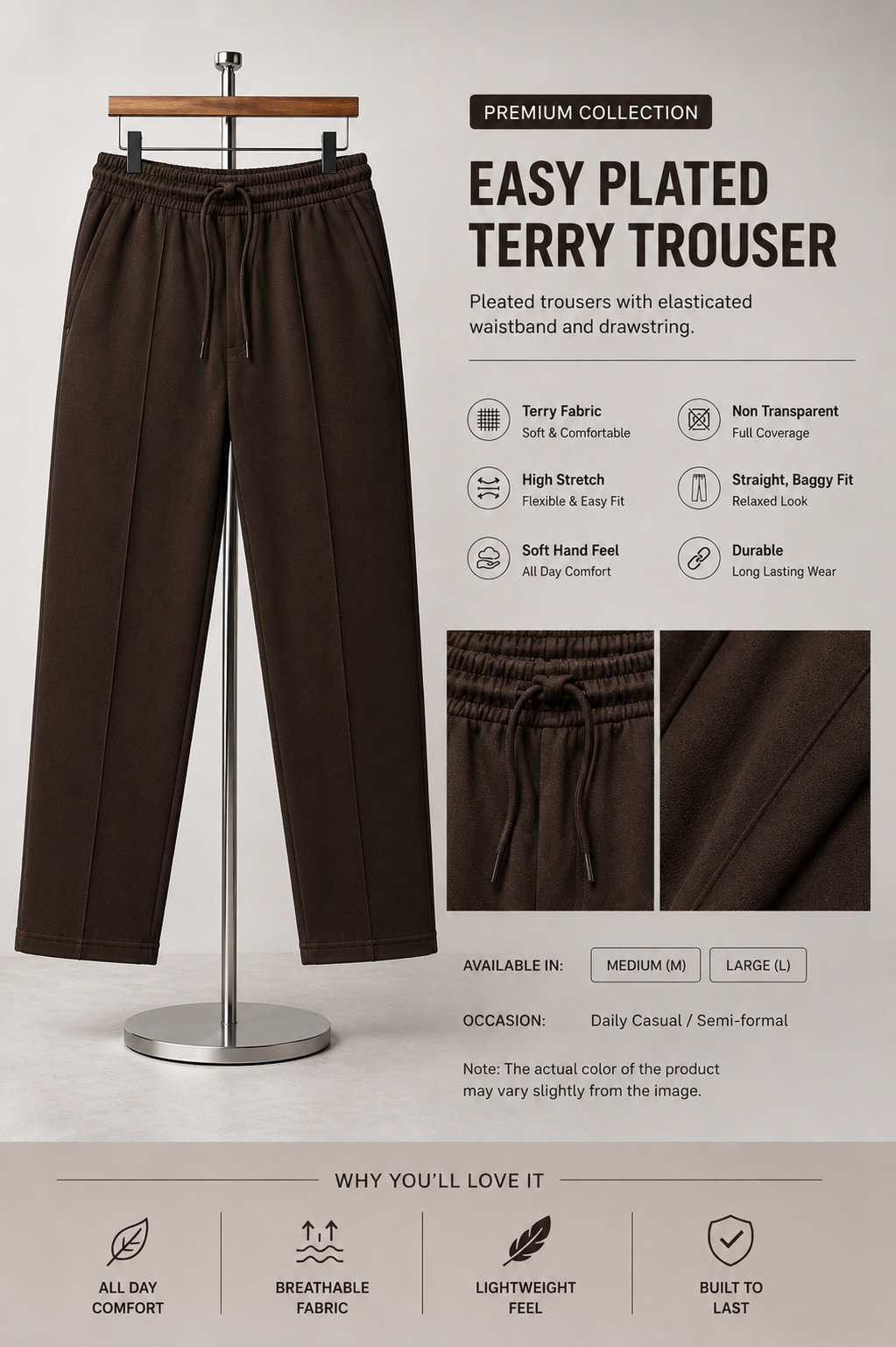 Easy Plated Terry Trouser