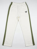 Crest Trouser — White with Olive Side Stripe